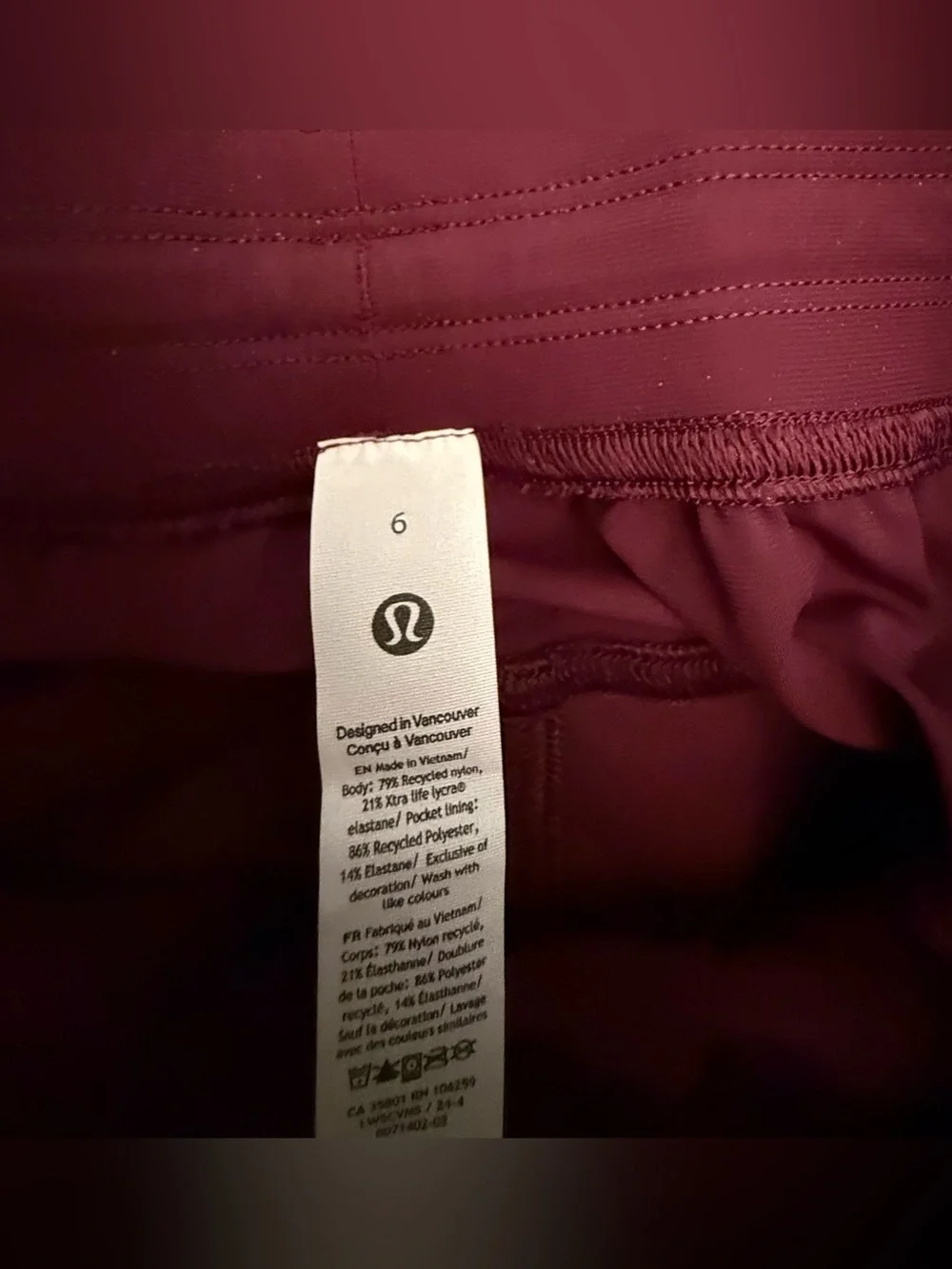lululemon Adapted State HR Jogger Full Length Garnet sz 6 Like New